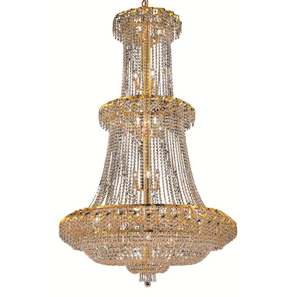 Belenus Gold Thirty-Two Light 42-Inch Chandelier with Royal Cut Clear Crystal