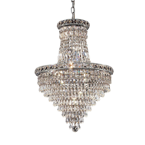 Tranquil Chrome Twelve-Light 18-Inch Chandelier with Royal Cut Clear Crystal