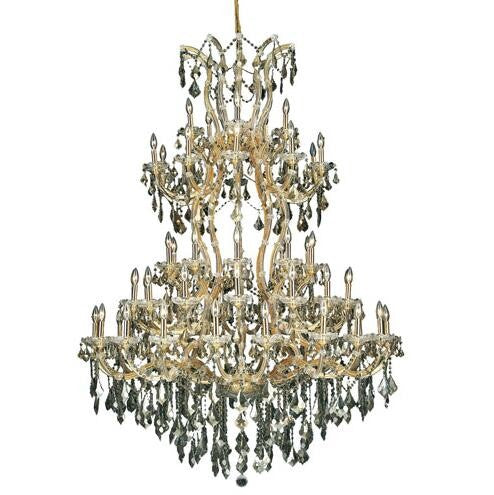 Gold Sixty-One Light 54-Inch Chandelier with Royal Cut Golden Teak Smoky Crystal