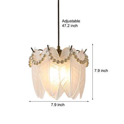 Glass Feathers Seashells Three Step Dimming French Style Chandelier