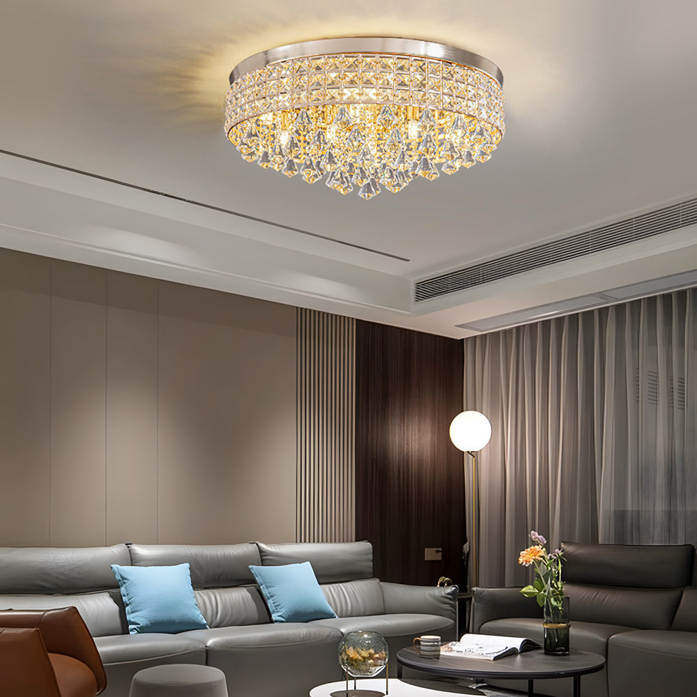 19'' Round Crystal Pendants LED Ceiling Lights Fixture Ceiling Lamp