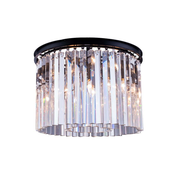 Sydney Mocha Brown Six-Light Flushmount with Royal Cut Clear Crystals