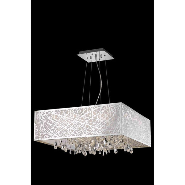 Mirage Chrome Nine-Light Pendant with Royal Cut Crystal and Metal Shade