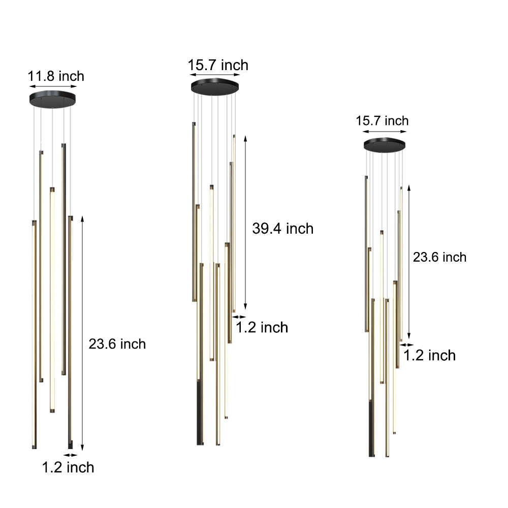 Modern Spiral Multi-Strip Chandelier for Staircases