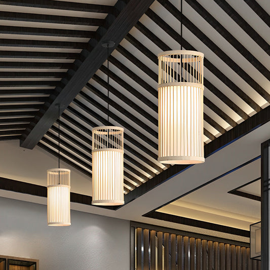 Creative Minimalist Bamboo Hand Woven LED Retro Modern Pendant Lights