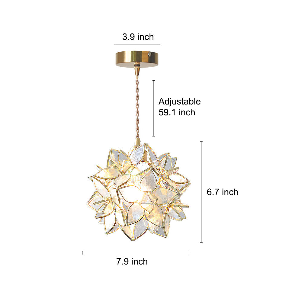 Glass Gardenia Petals Romantic Warm LED French Style Pendant Lights Fixture