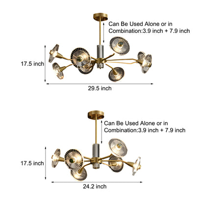 6/8 Lights Flowers Crystal 3 Step Dimming Copper Post-Modern Chandelier