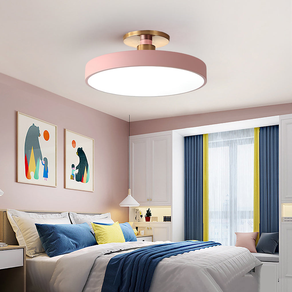 Modern Thick Circular LED Nordic Semi-Flush Mount Ceiling Light