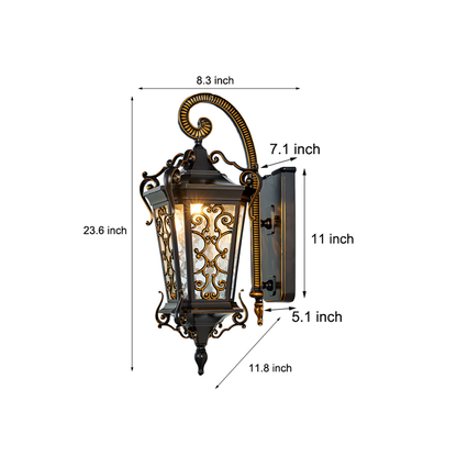 Retro Pattern Outdoor Waterproof European Style Wall Lamp Exterior Lights