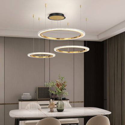 Simple Circular Rings Luxury Three Step Dimming Nordic Ceiling Light Fixture