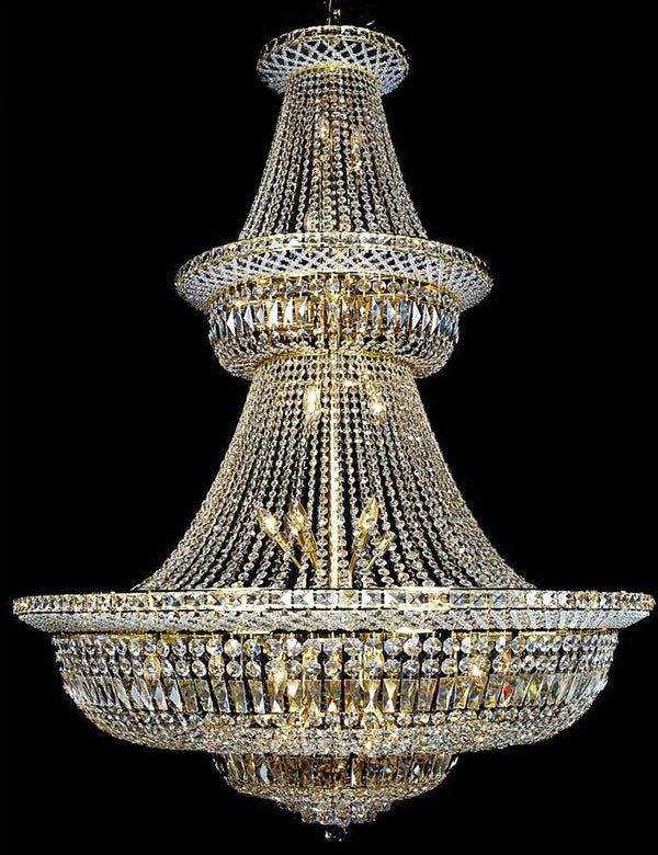 48 lights gold plated crystal chandelier dressed with 25% full lead crystals