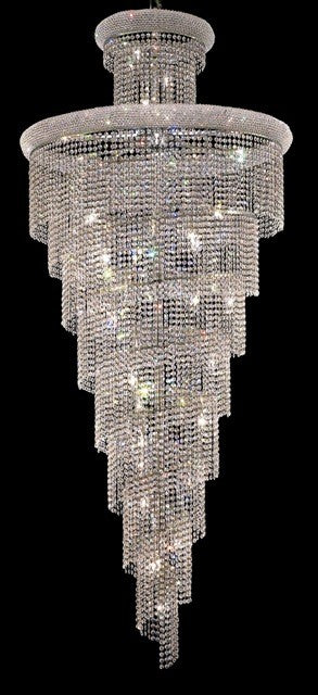 32 Light Spiral Crystal Chandelier chrome plated