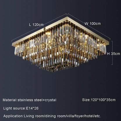 Gio Smoke Grey Crystal Ceiling Chandelier