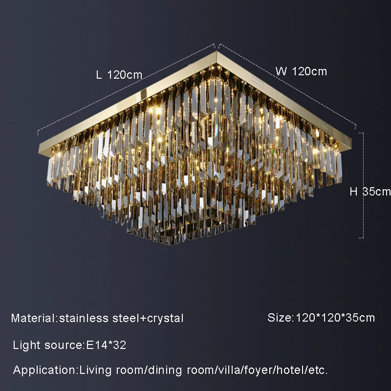 Gio Smoke Grey Crystal Ceiling Chandelier