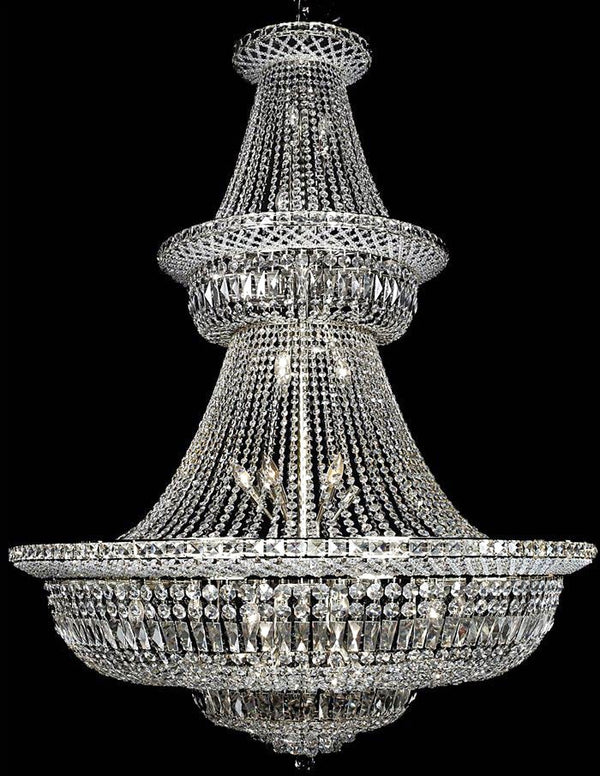 48 lights polished chrome crystal chandelier dressed with 25% full lead crystals