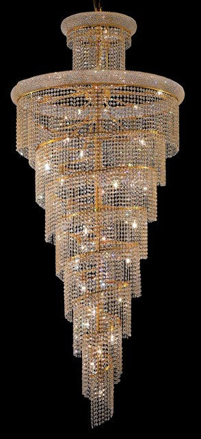 32 Light Spiral Crystal Chandelier gold plated