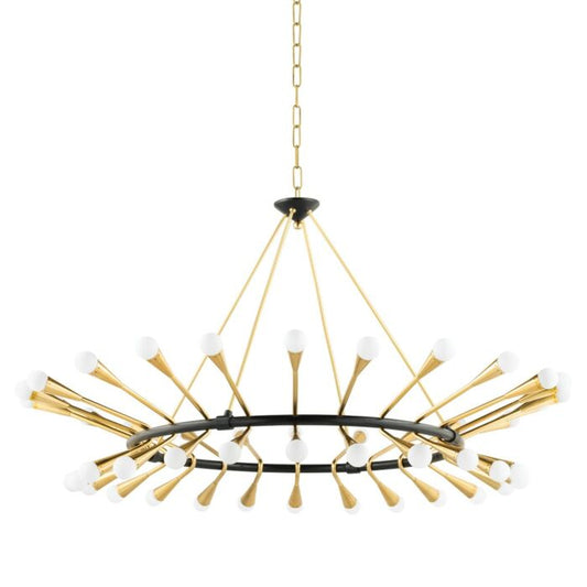 Aries 48-Light 4Chandelier in Vintage Polished Brass with Black Brass