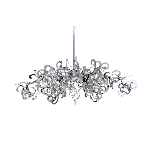 Polished Nickel 40-Inch Wide Nine-Light Single-Tier Chandelier with Clear Glass