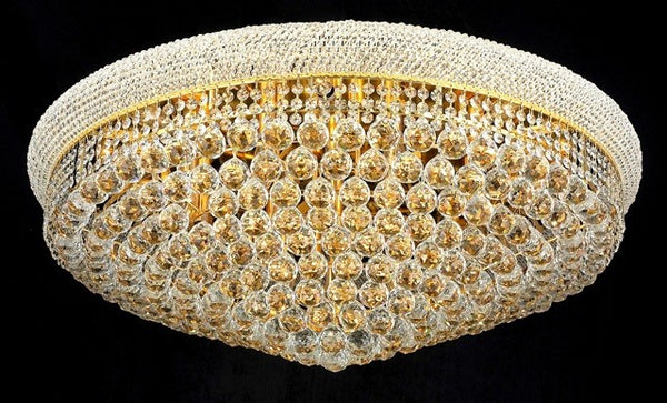 20 light gold plated crystal flush mount ceiling light dressed with crystal balls