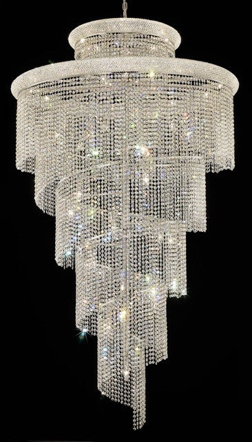 41 Light Spiral Crystal Chandelier chrome plated