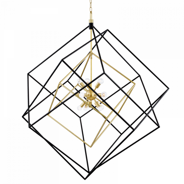 Pendant, 15-Light, Aged Brass, Black, 42"W (1255-AGB/BK A8H9R)