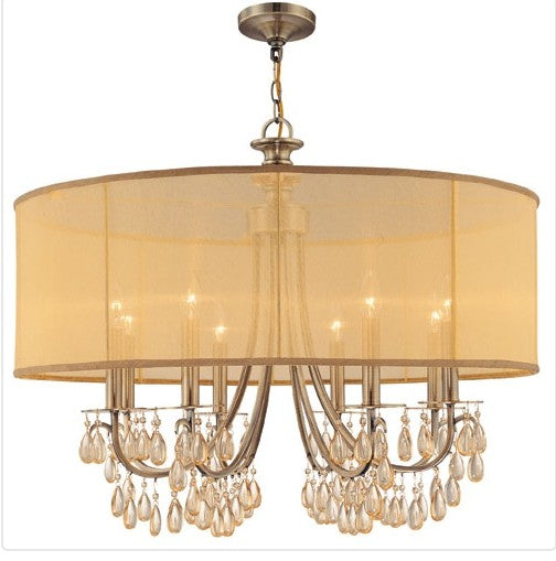 Eight-Light Chandelier with EtruscanSmooth Oyster Crystal