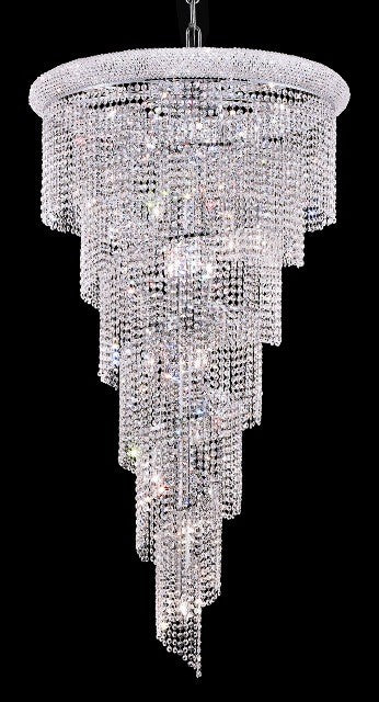 28 Light Spiral Crystal Chandelier chrome plated