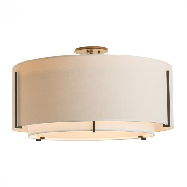 Semi-Flush Mount, 3-Light, Sterling, Natural Anna Inner/Flax Outer Shade, 29.3"W (126505-SKT-85-SF2290-SE2899 5D0RPU)