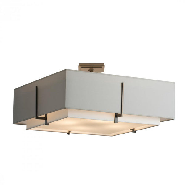 Semi-Flush Mount, 4-Light, Sterling, Natural Anna Inner/Flax Outer Shade, 24.6"W (126513-SKT-85-SF2012-SE2401 5D0RQU)