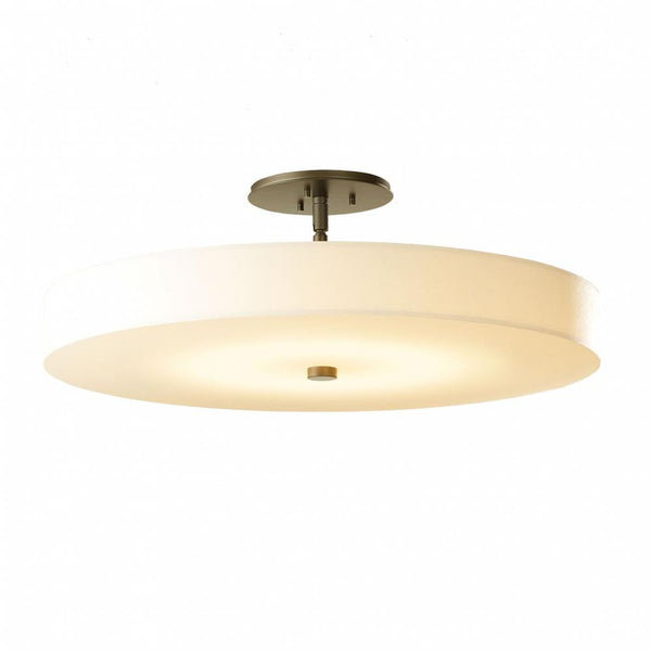 Semi-Flush Mount, 1-Light, LED, Sterling, Fabric Shade, 23"W (126805-LED-85-SH1970 5D3JJ4)