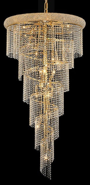 28 Light Spiral Crystal Chandelier gold plated