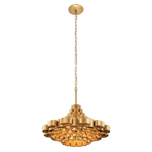 Totally Tubular 6-Light Pendant in Antique Gold with Carbon Black