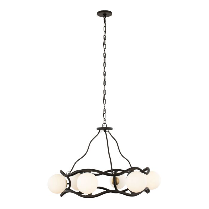 Black Betty 6-Light Chandelier in Carbon with French Gold