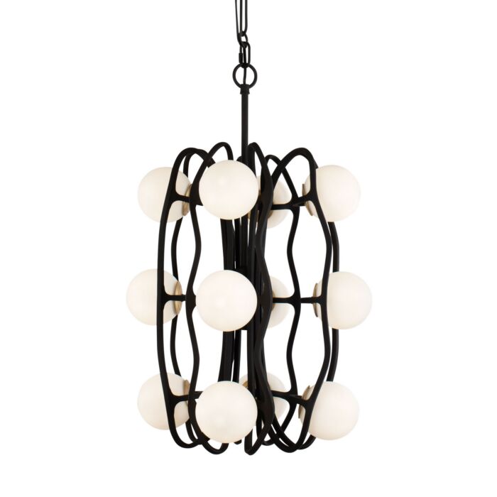 Black Betty 12-Light LED Pendant in Carbon with French Gold