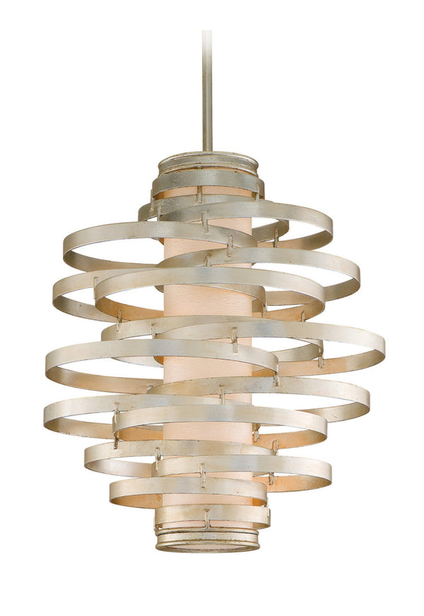 Pendant, 3-Light, Modern Silver Leaf, Citrine Ice Shade, Medium, 23"W (128-43 62RF)