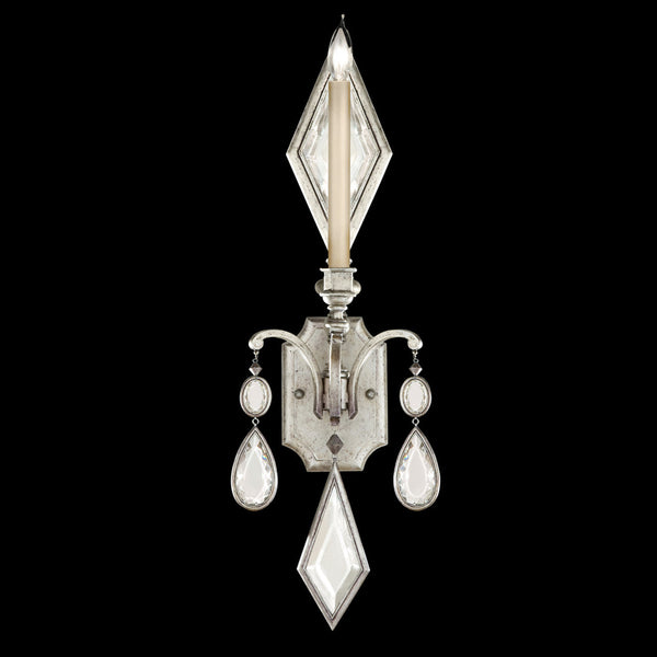 Wall Sconce, 1-Light, Silver Leaf, Clear Crystal Gems, 29"H (728750-3ST 98FT)