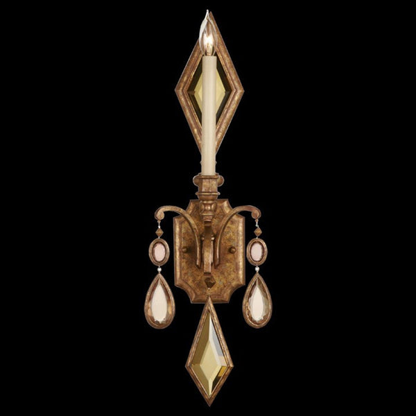 Wall Sconce, 1-Light, Gold Leaf, Multi-Colored Crystal Gems, 29"H (728850-1ST 98FU)