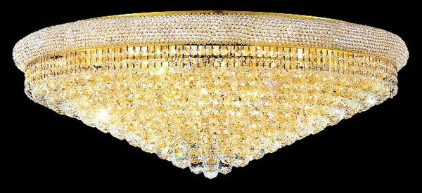 30 light gold plated crystal large flush mount ceiling light dressed with crystal balls