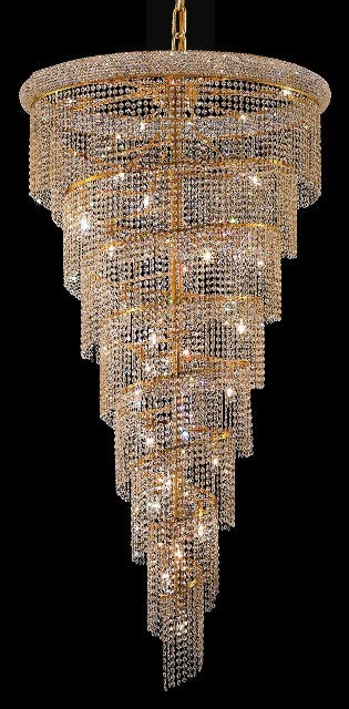 26 Light Spiral Crystal Chandelier gold plated