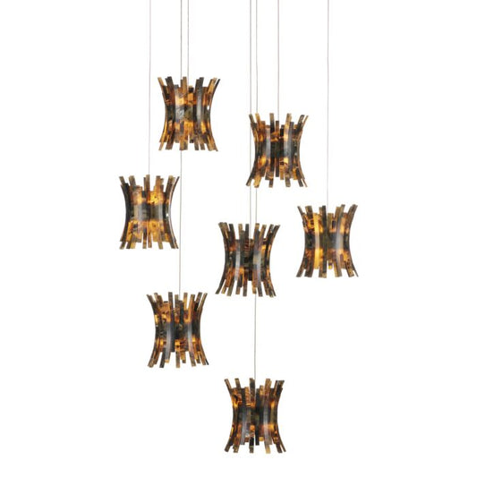 Alsop 7-Light Pendant in Brown with Black with Natural