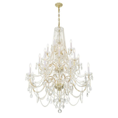 Traditional Crystal 20-Light Chandelier in Polished Brass