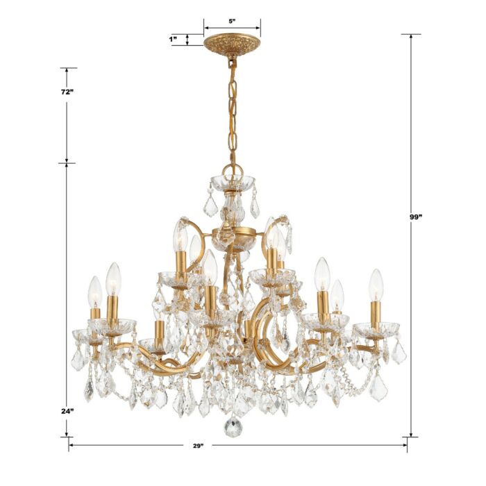 Filmore 12-Light Chandelier in Antique Gold