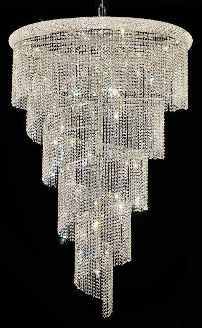 29 Light Spiral Crystal Chandelier chrome plated