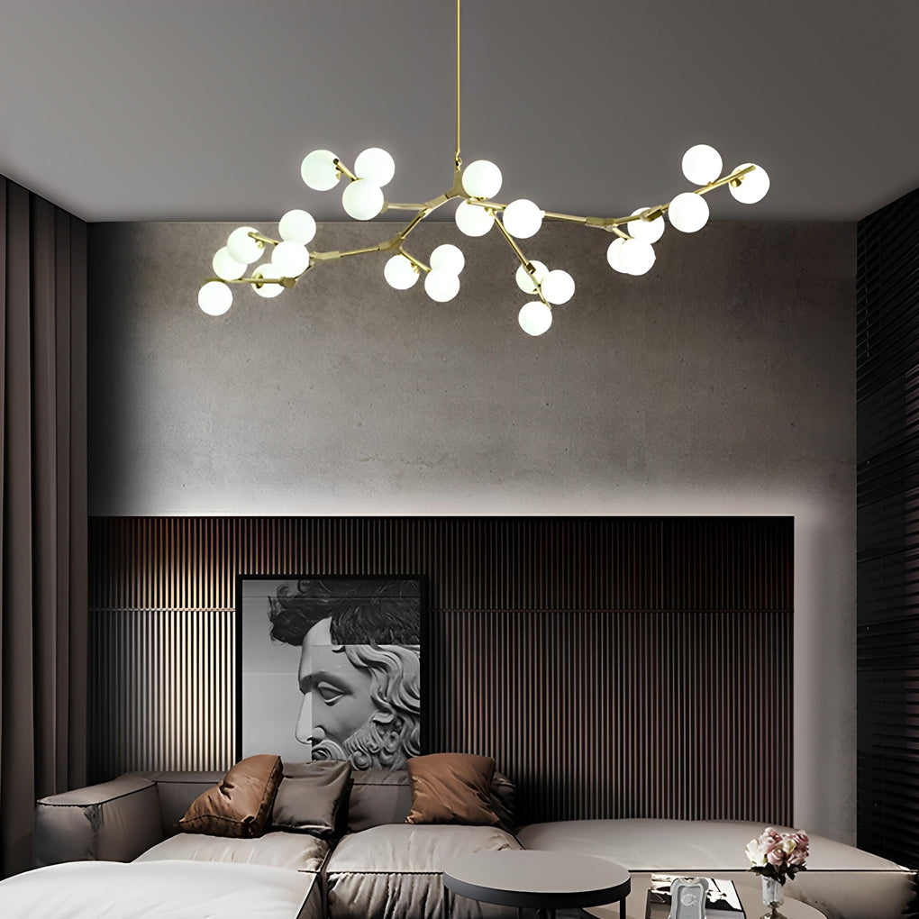 Nordic Style Modern Minimalist Cluster Metal Glass Chandelier ??Black & Gold Fixture