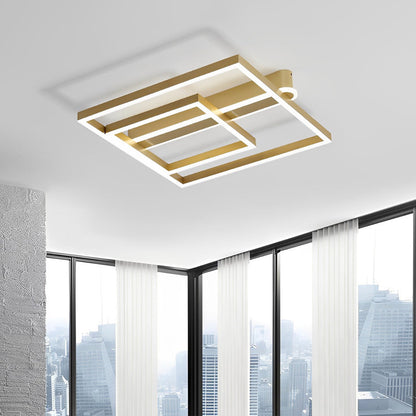 Square Double Frame Metal Aluminum Creative LED Nordic Ceiling Light Fixture