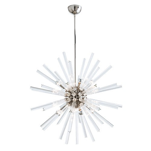 Clear Eight-Light Large Chandelier with Polished Nickel Stem