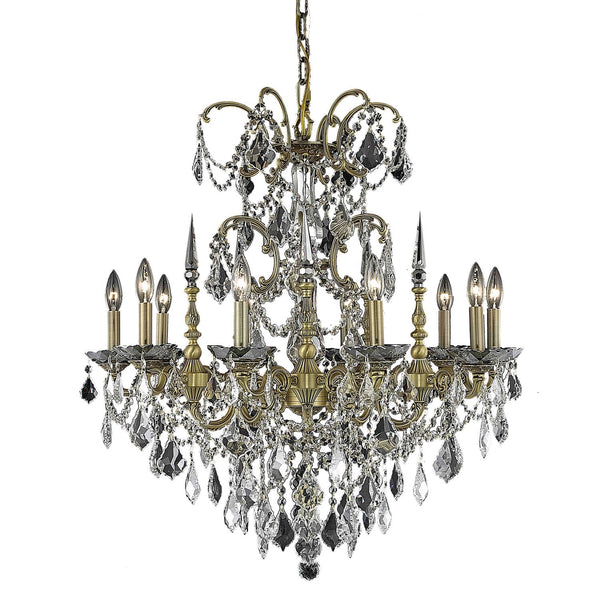 Gold Ten-Light Chandelier with Clear Royal Cut Crystals