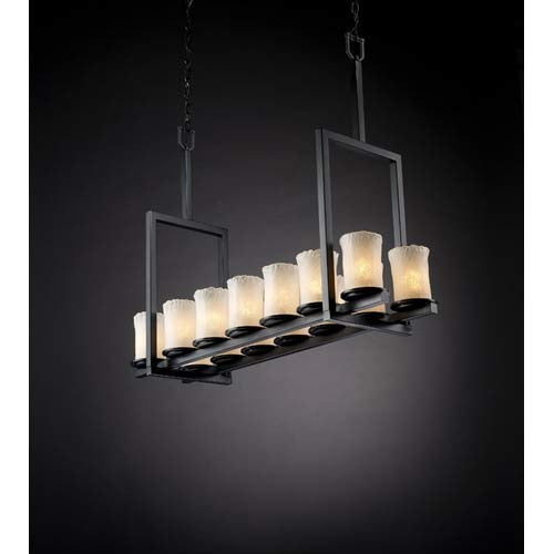 Black and Whitewash Fourteen-Light Tall Bridge Chandelier