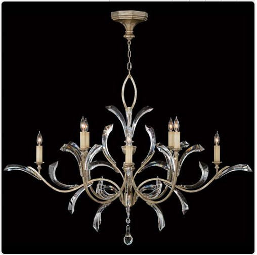 Eight-Light Chandelier in Warm Muted Silver Leaf Finish