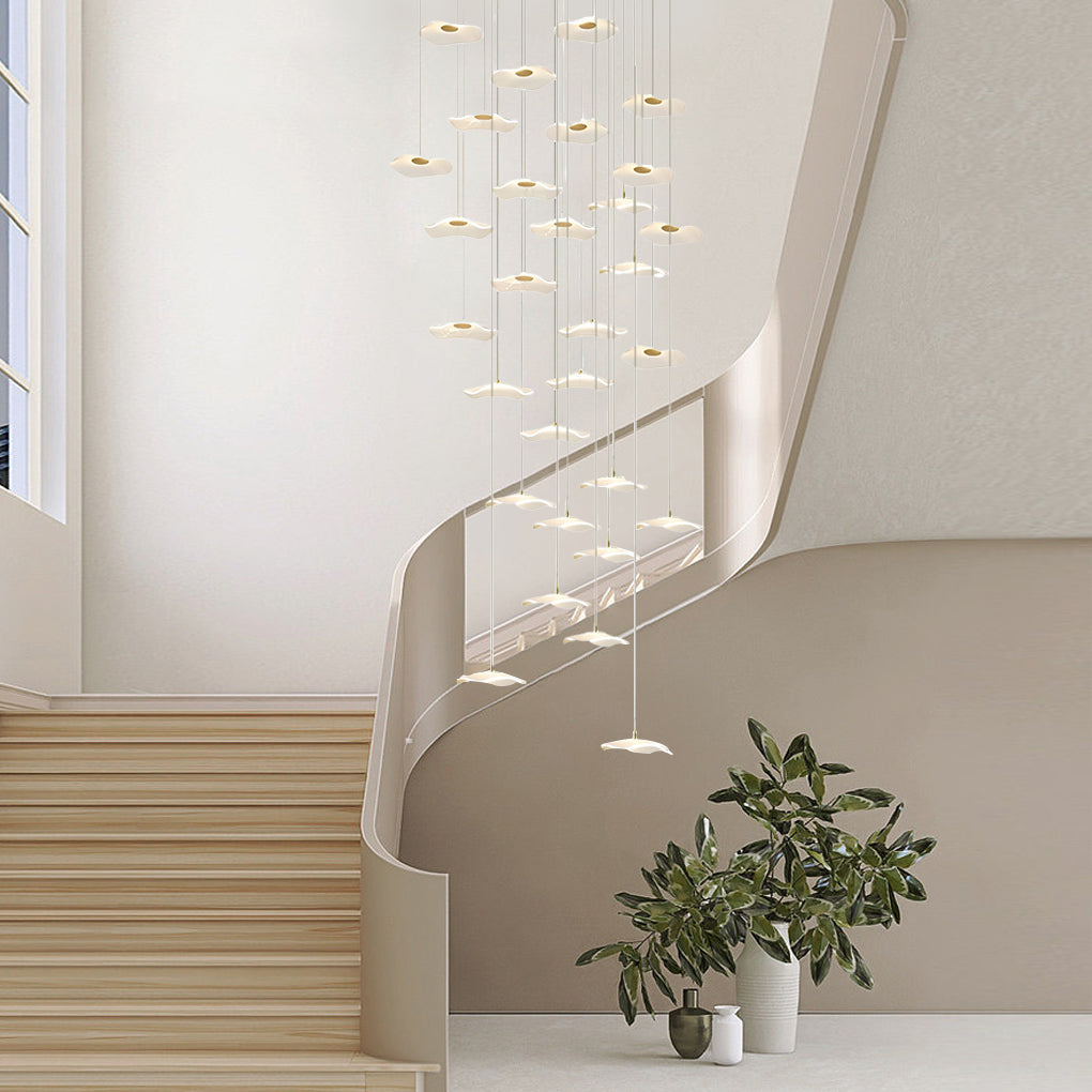 Small Acrylic Lotus Leaves LED Creative Modern Staircase Chandelier